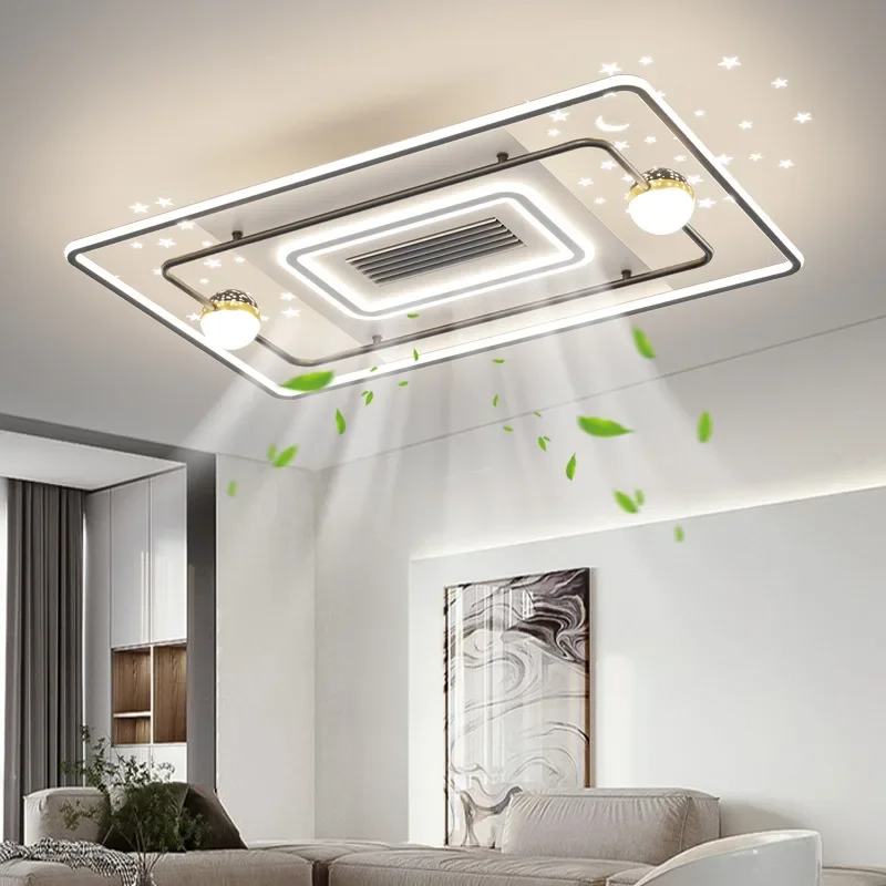 

New Living Room Leafless Fan Lamp Modern Intelligent Mute Two-in-One Invisible Shaking Led Bedroom Ceiling Light ceiling fans