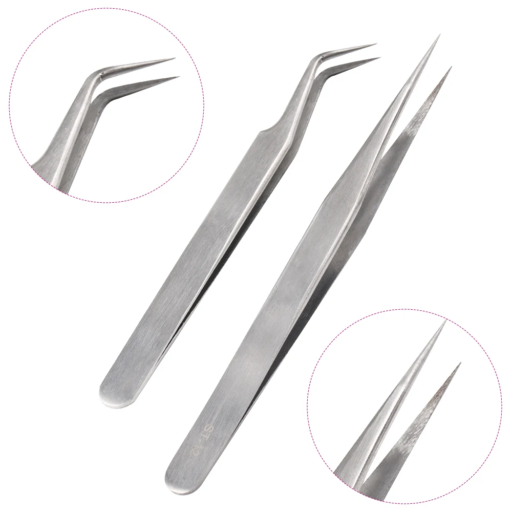 1pcs High Quality Anti-Acid Steel Curved Straight Tweezers Makeup Eyelash False Eyelashes Extension Eye Lashes Styling Tools