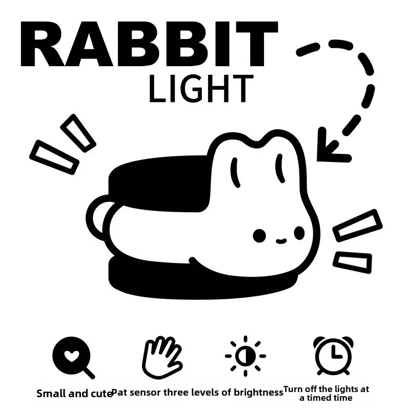 75Pcs/Lots Cute Cartoon Rabbit Charging Silicone Pat Light Atmosphere Night Light Bedroom Bedside New Strange Lamp