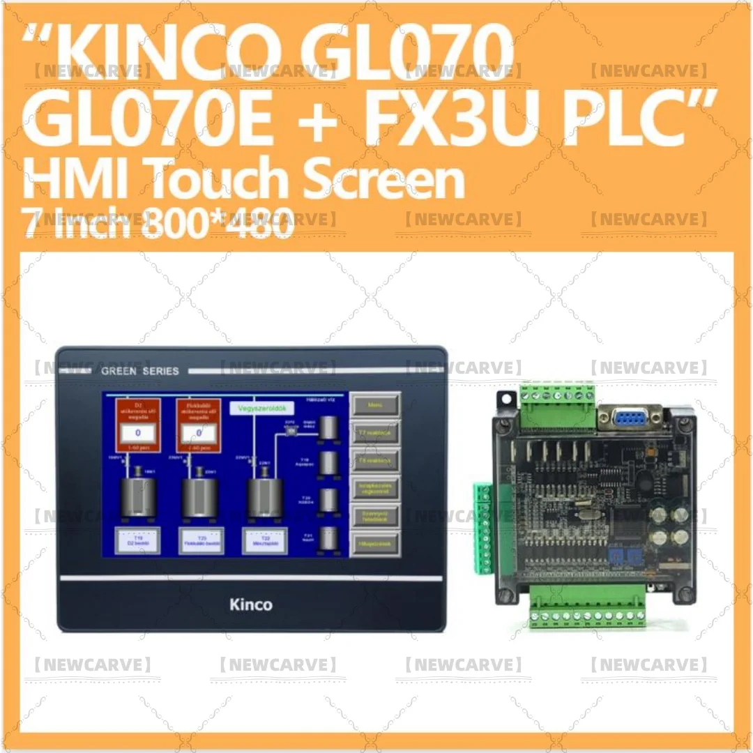 Kinco GL070 GL070E HMI Touch Screen E FX3U 14/24/32/48/56 MT/MR PLC Industriale scheda di controllo Con Cavo di Comunicazione Newcarve