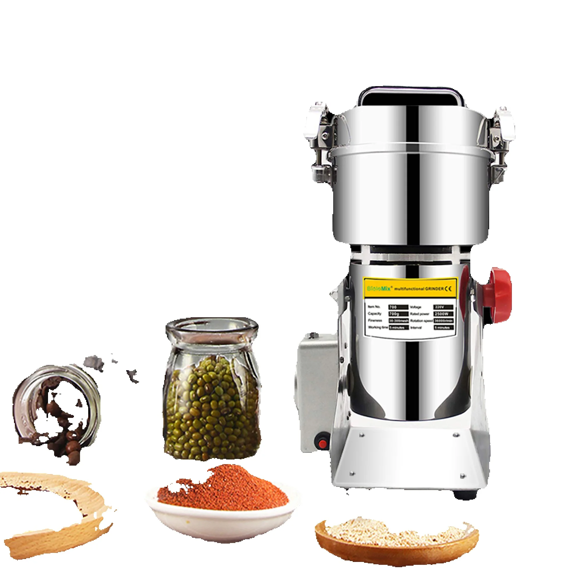 BioloMix 700g Granen Kruiden Kruiden Granen Koffie Droog Voedselmolen Molen Slijpmachine - afbeelding 2
