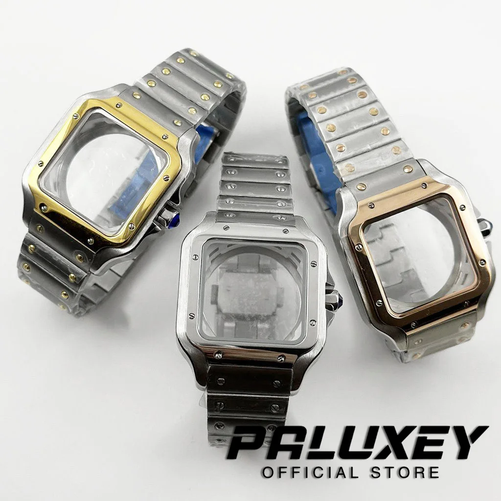 38mm NH35 Square PVD 316L Steel Watch Accessories Santos Modification Parts for NH35 4R35 NH36 Movements Suitable for 27mm Dial