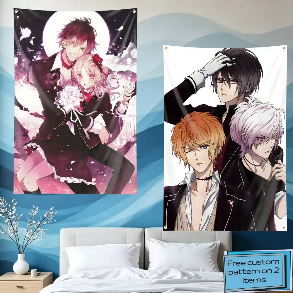 Gothic Vampire D-Diabolik Lovers  Flag Tapestry Banner for Bedroom Living Room Outdoor Camping Custom Supported
