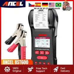 ANCEL BST600 Automotive Battery Tester with Printer 12V/24V 100-2000CCA Battery Temperature Load Cranking Charging System Tester