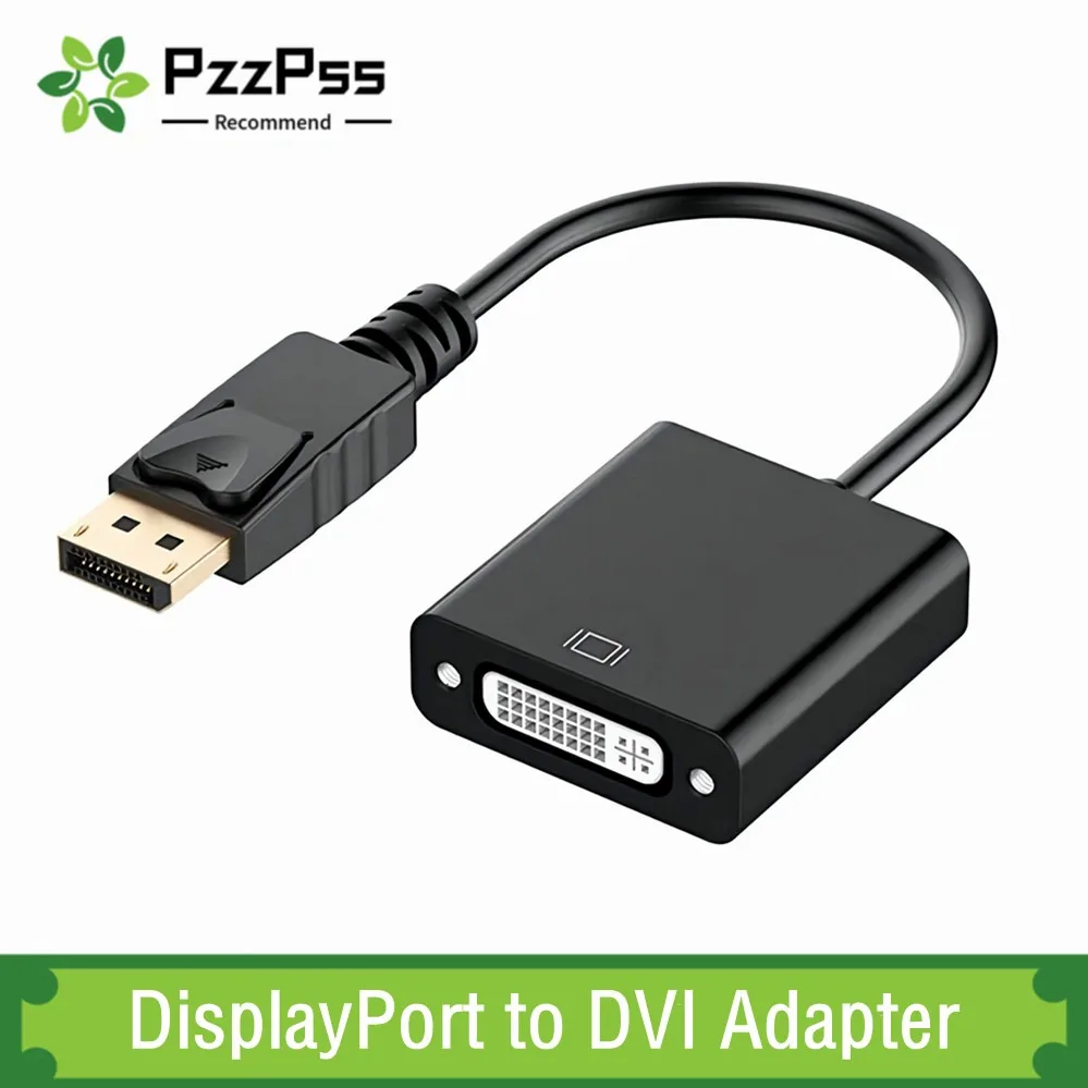 DisplayPort to DVI Cable Adapter Display Port DP to DVI Converter HD 1080p Male to Female For PC Laptop HDTV Monitor Projector