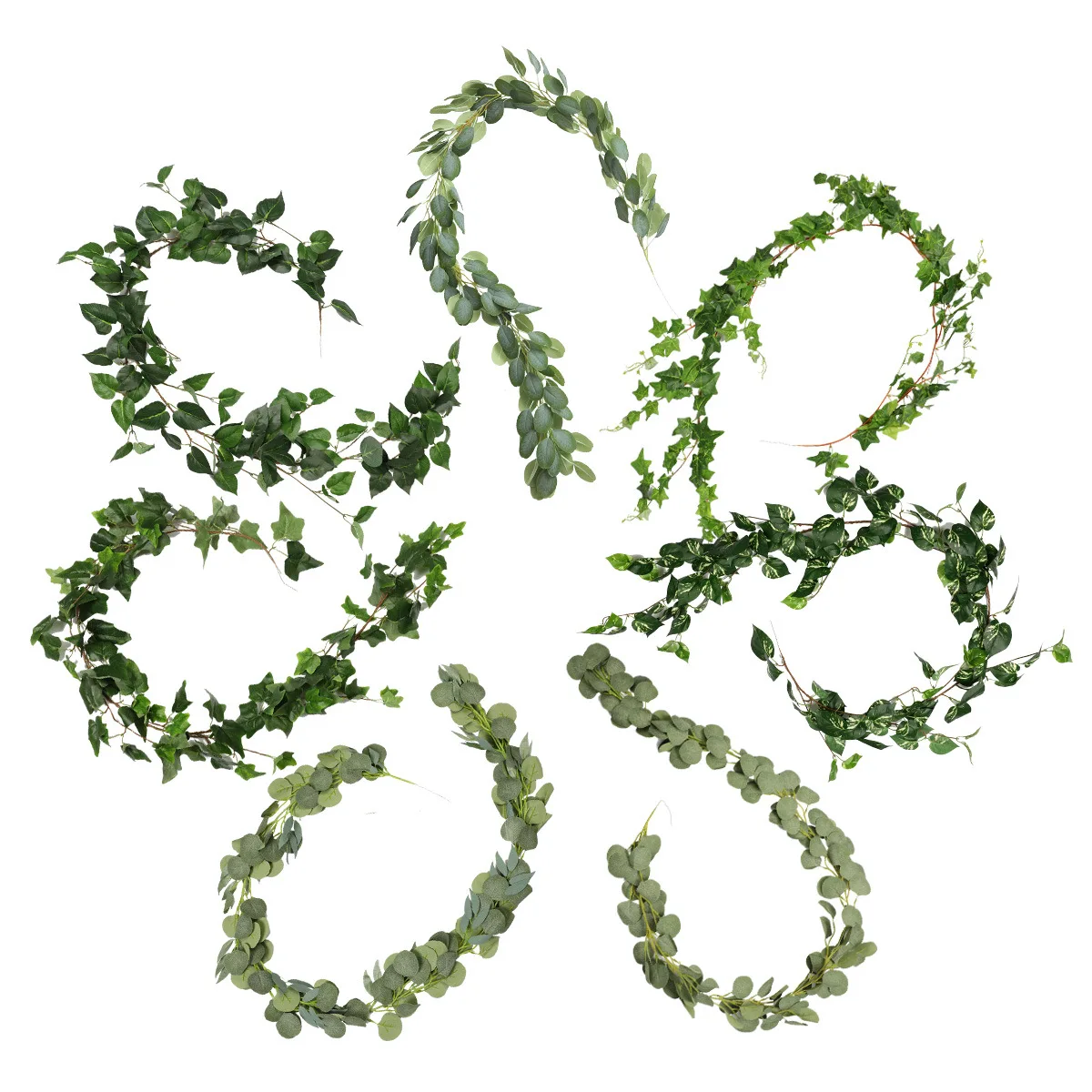 Artificial Eucalyptus Garland Vines Fake Ivy Creeper Greenery Plants Wreath for Wall Room Garden Wedding Party DIY Wreath