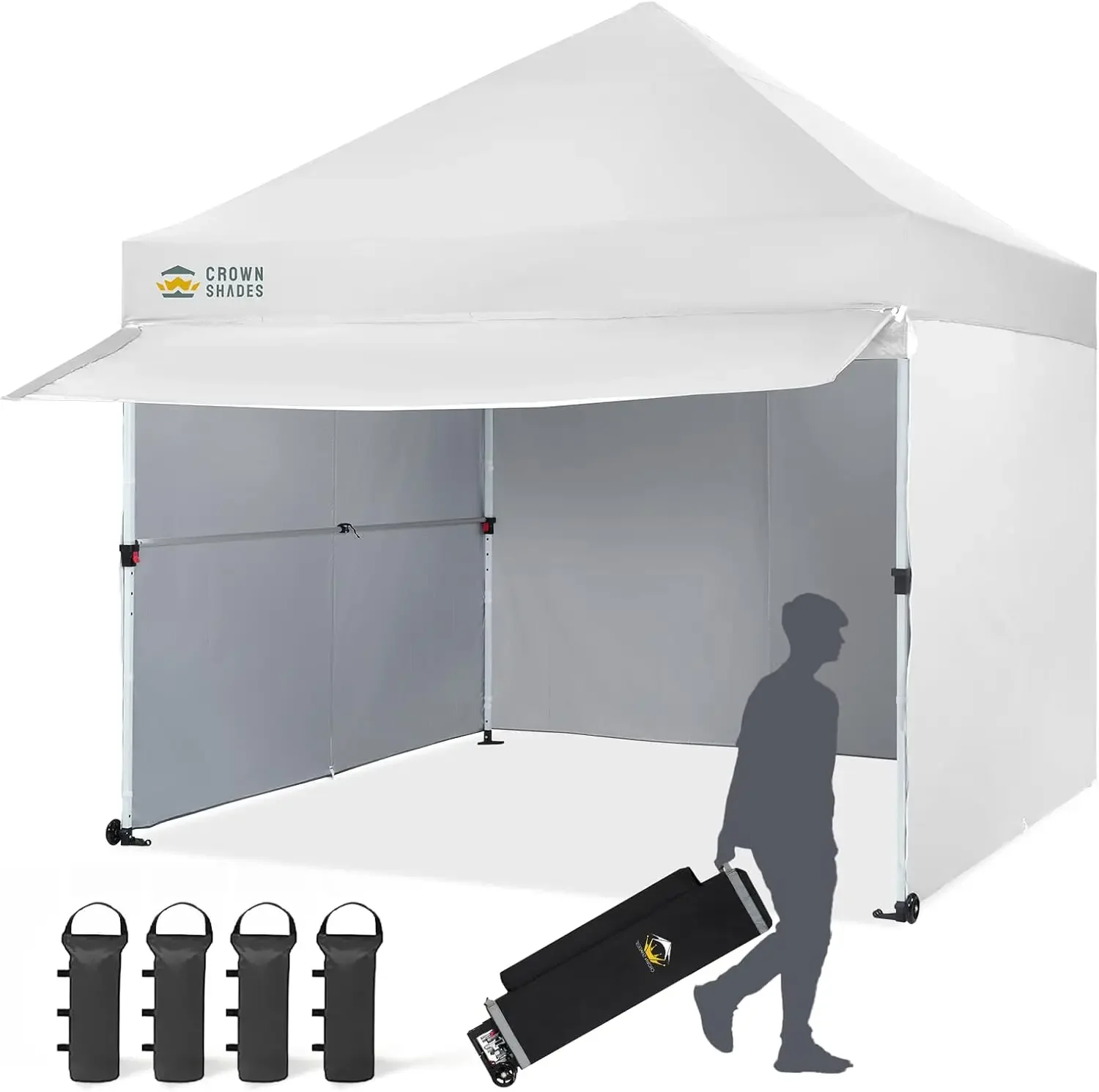 

10x10 Pop Up Canopy Tent with 4 Sidewalls, Instant Commercial Tent with 1-Person Setup Patended , 400D Silver Coated Fabric