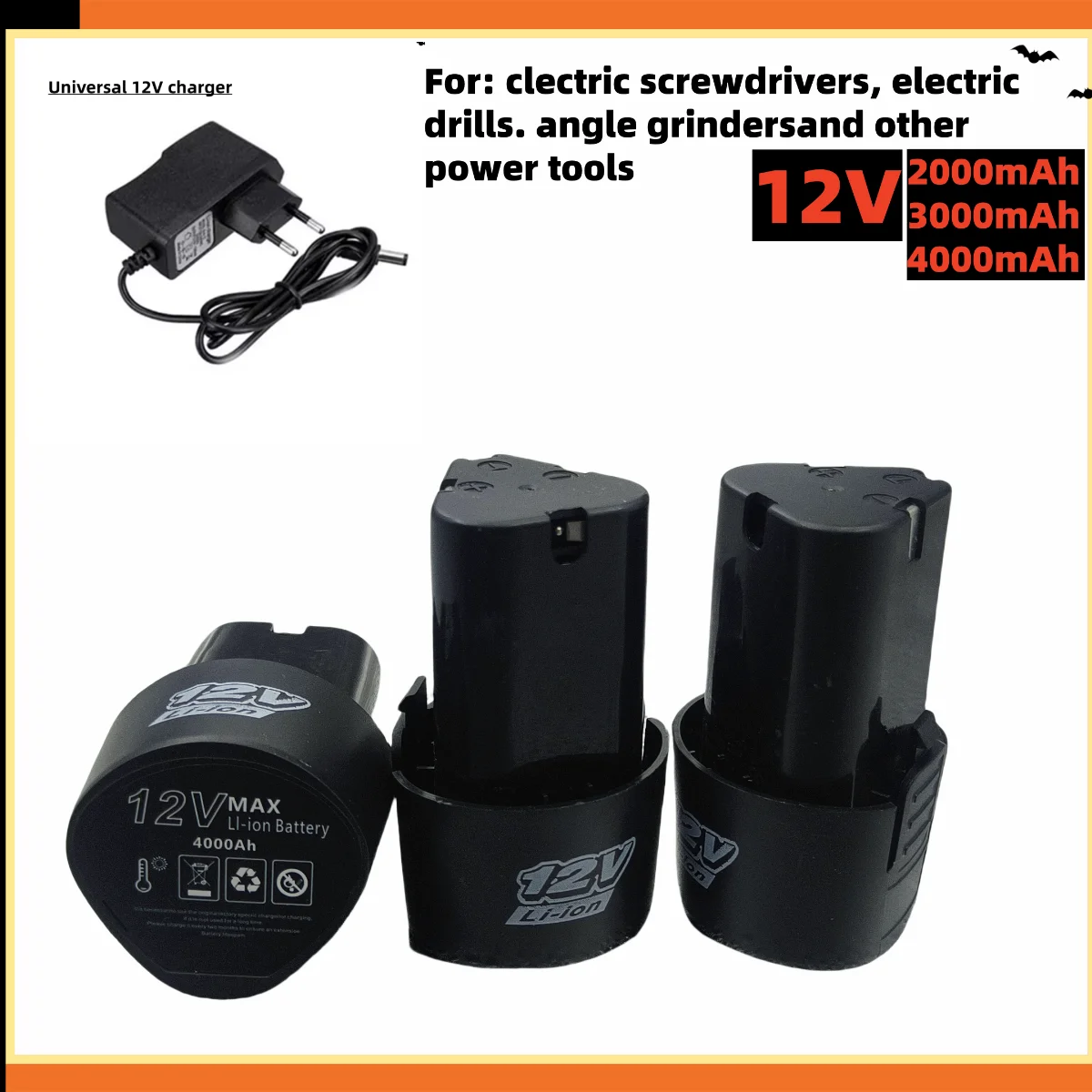 12V -4000mAh Rechargeable Lithium Ion Battery Plus Charger for Electric Screwdrivers, Drills, Mini Angle Grinder 18650 Batteries