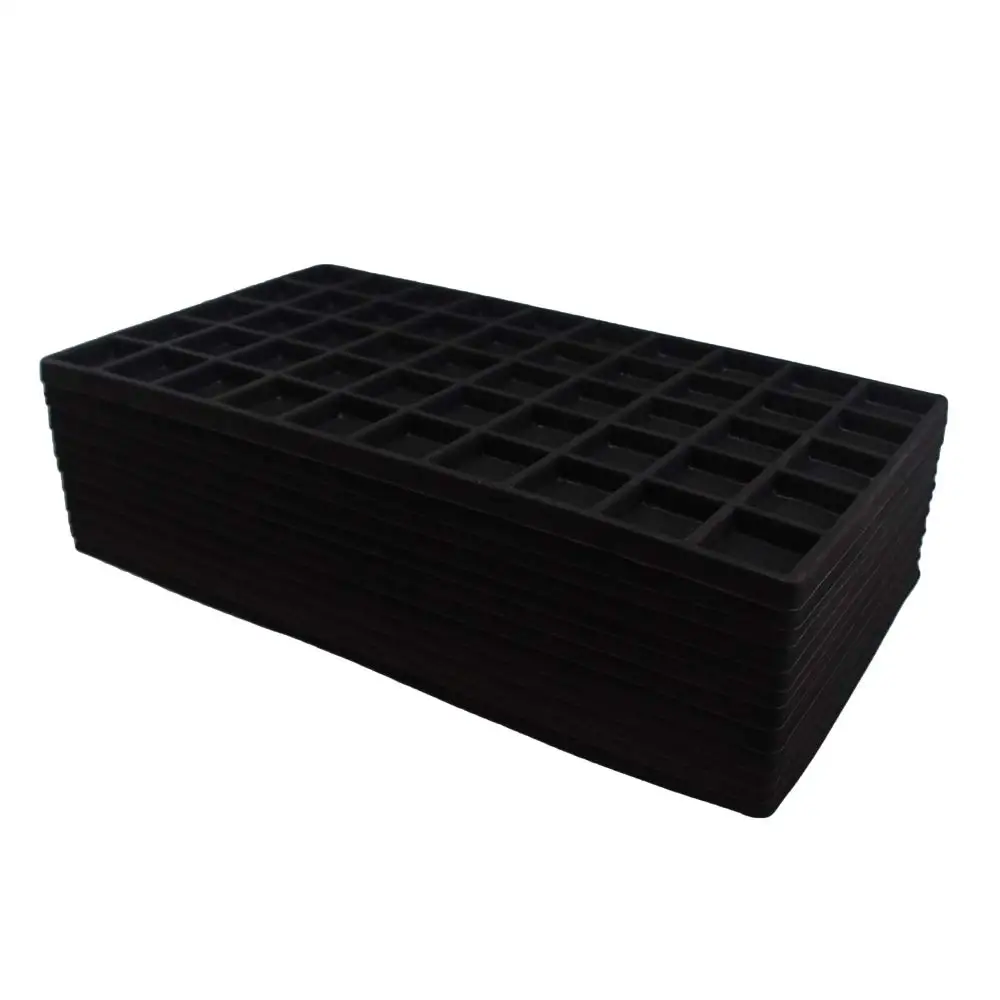 

12 Qty Cowhide-Bla 50 Slot Flocked Storage Tray Inserts - For Merchandise Jewelry & Organization