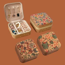 1pc Vintage Leather Jewerly Storage Box Mini Protable Single Layer Jewerly Box with Zipper Closure Ring Organizer Necklace Earin