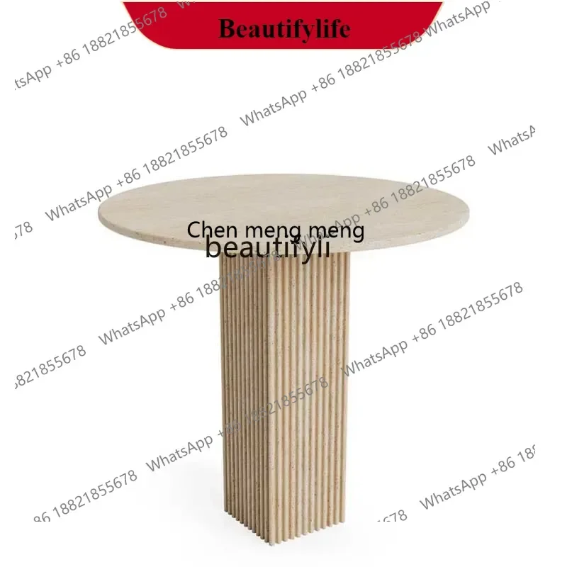 

G153 Travertine Dining Table Negotiation Table Medieval Cream Wabi Silent Wind Round Table