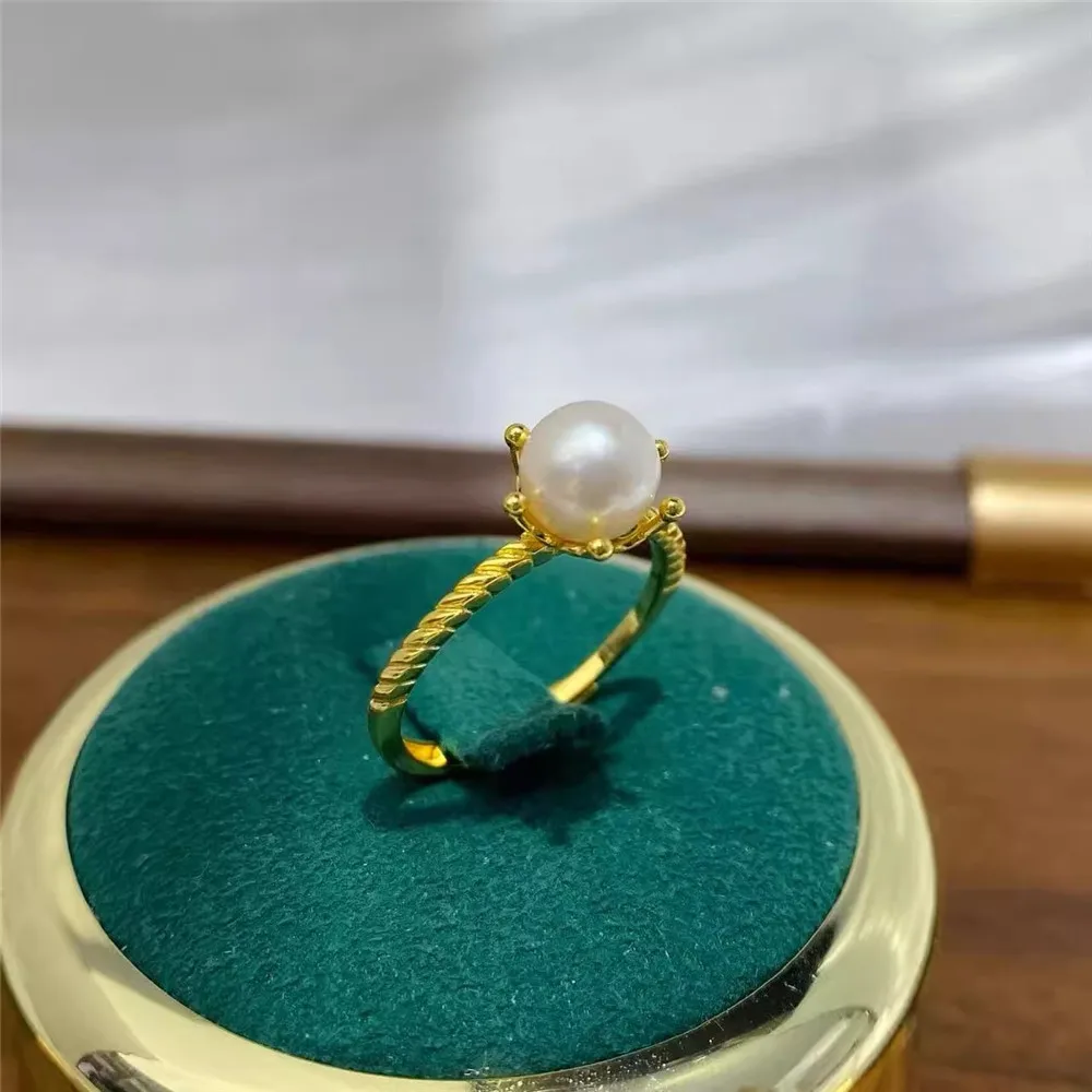 

Кольцо из стерлингового серебра S925, инкрустированное цирконием, жемчужное кольцо с половиной отверстия, дизайн изменяемого размера, ювелирные изделия ручной работы, аксессуары для колец