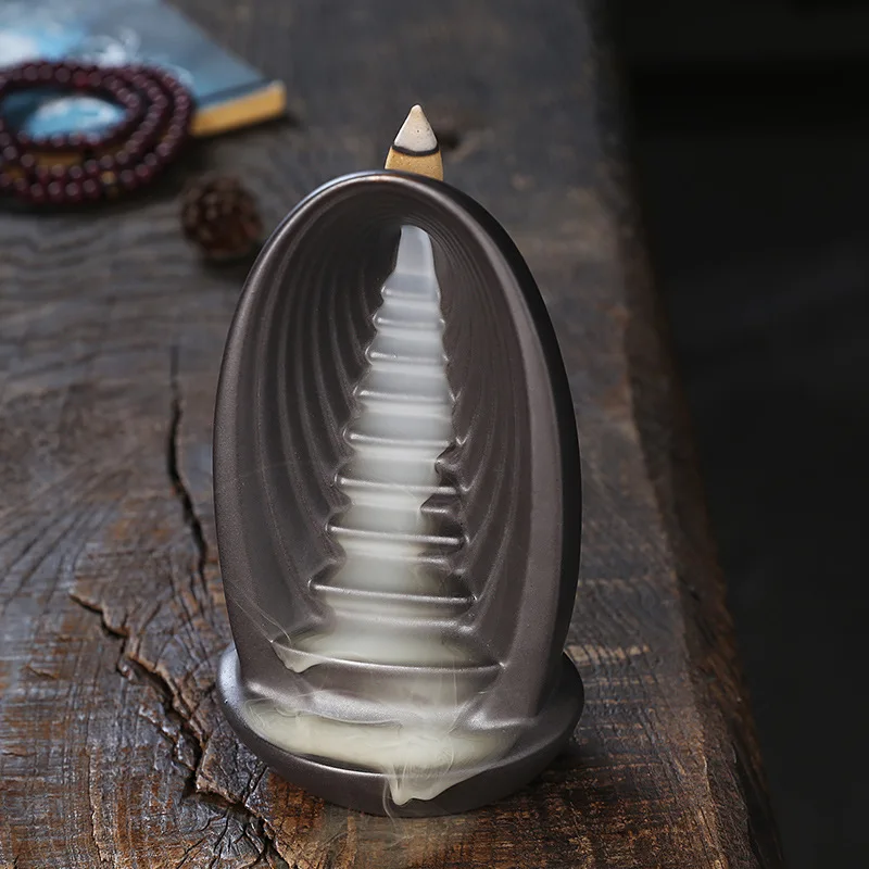 Original reverse flow incense burner Alpine water ceramic tower incense burner creative view smoke agarwood way display gift