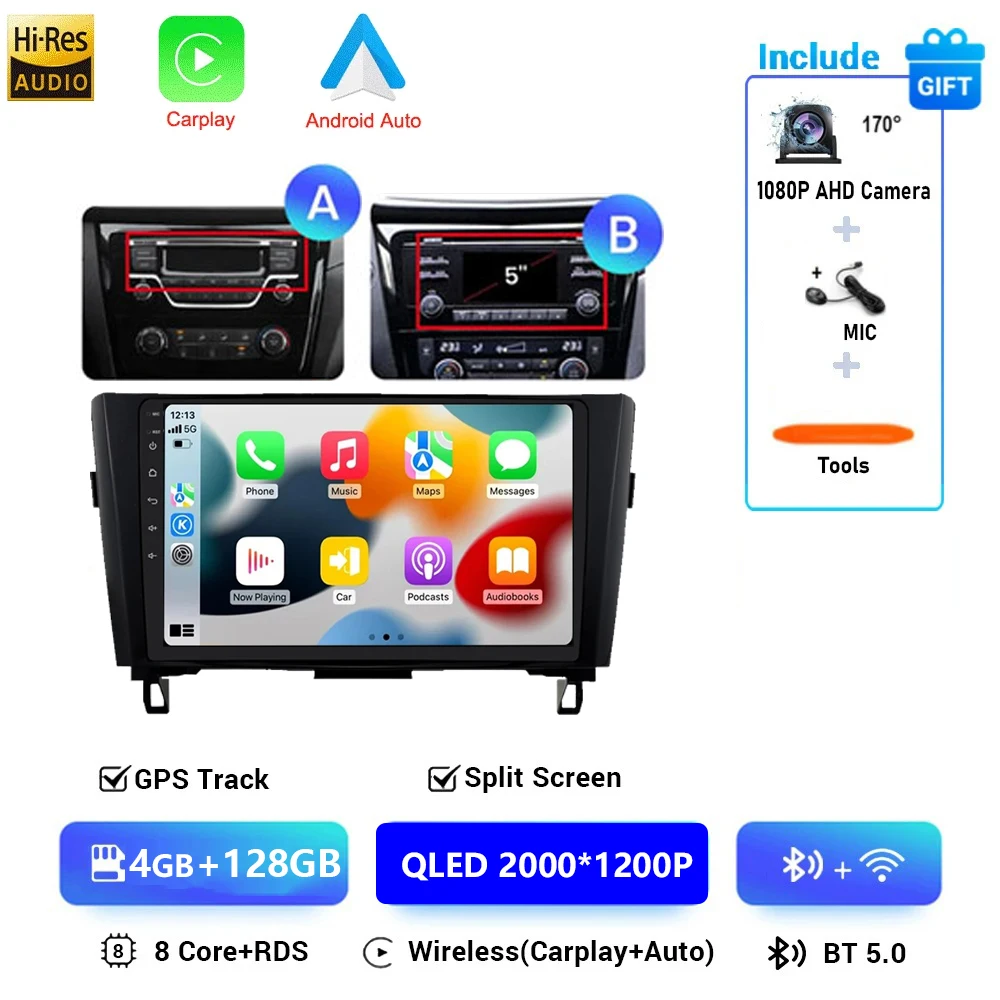 Autoradio Android 16 Voor Nissan X-Trail Qashqai 2 J1T32 Qashqai J10 J11 2014 2015 2016 2017 2018 2019 Multimedia DSP 4G LTE DVD