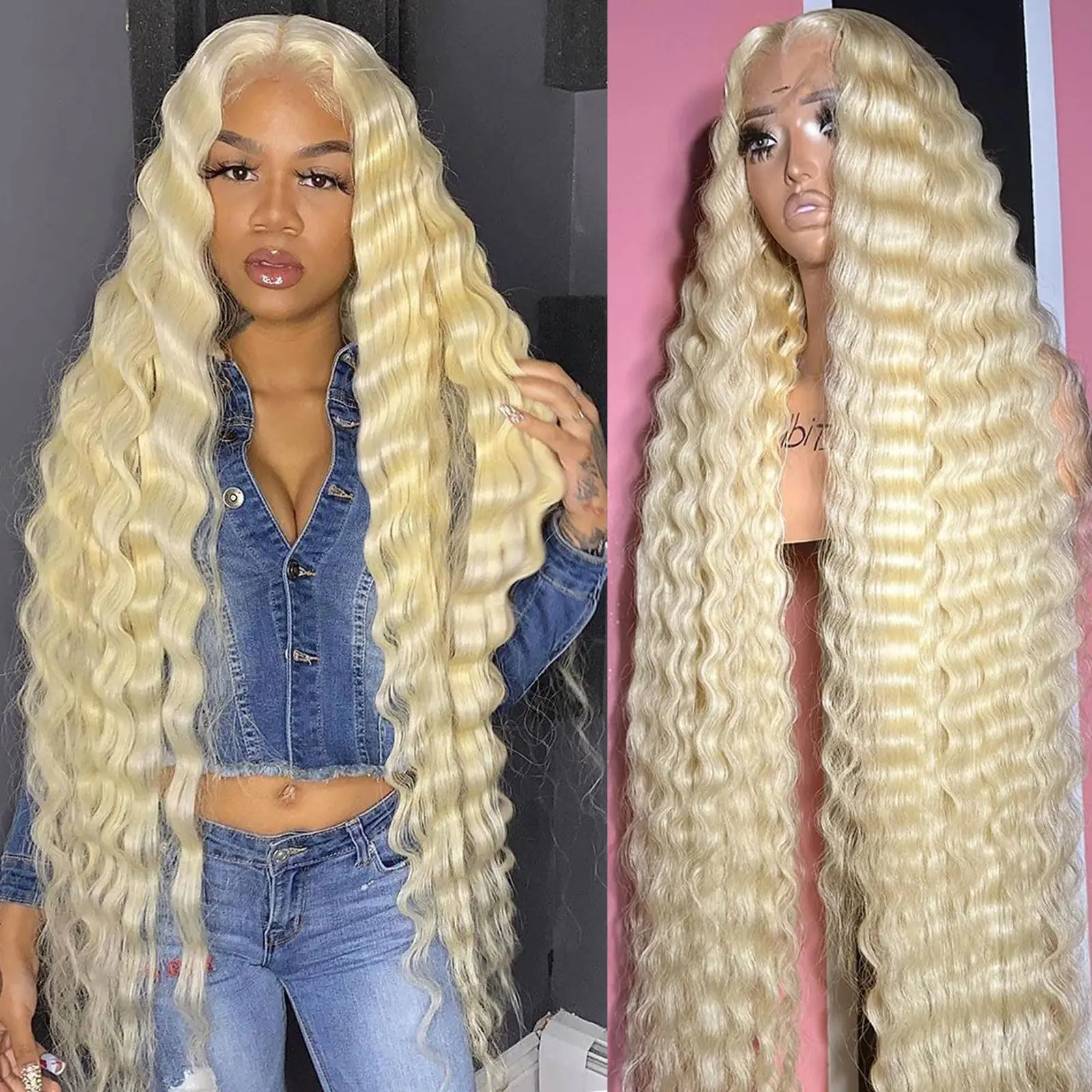 

Transparent 613 Blonde Curly 13x6 Lace Frontal Wigs Brazilian Colored 13x4 Glueless Front Wig Full Remy Human Hair For Women