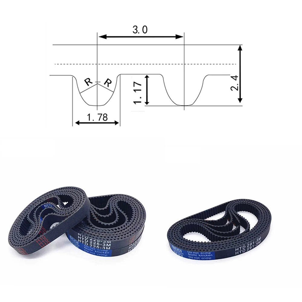 1/3/5/10Pc HTD3M Rubber Timing Belt Width 6/10/15mm Length 159 162 165 168 171~210mm Closed-loop Synchronous Rubber HTD3M Belts