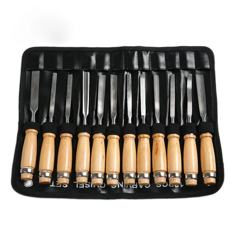 Wood Carving Hand Chisel Tool Set, Carpentry, Professional Gouges, Construction, Carpentry Tools, 12Pcs