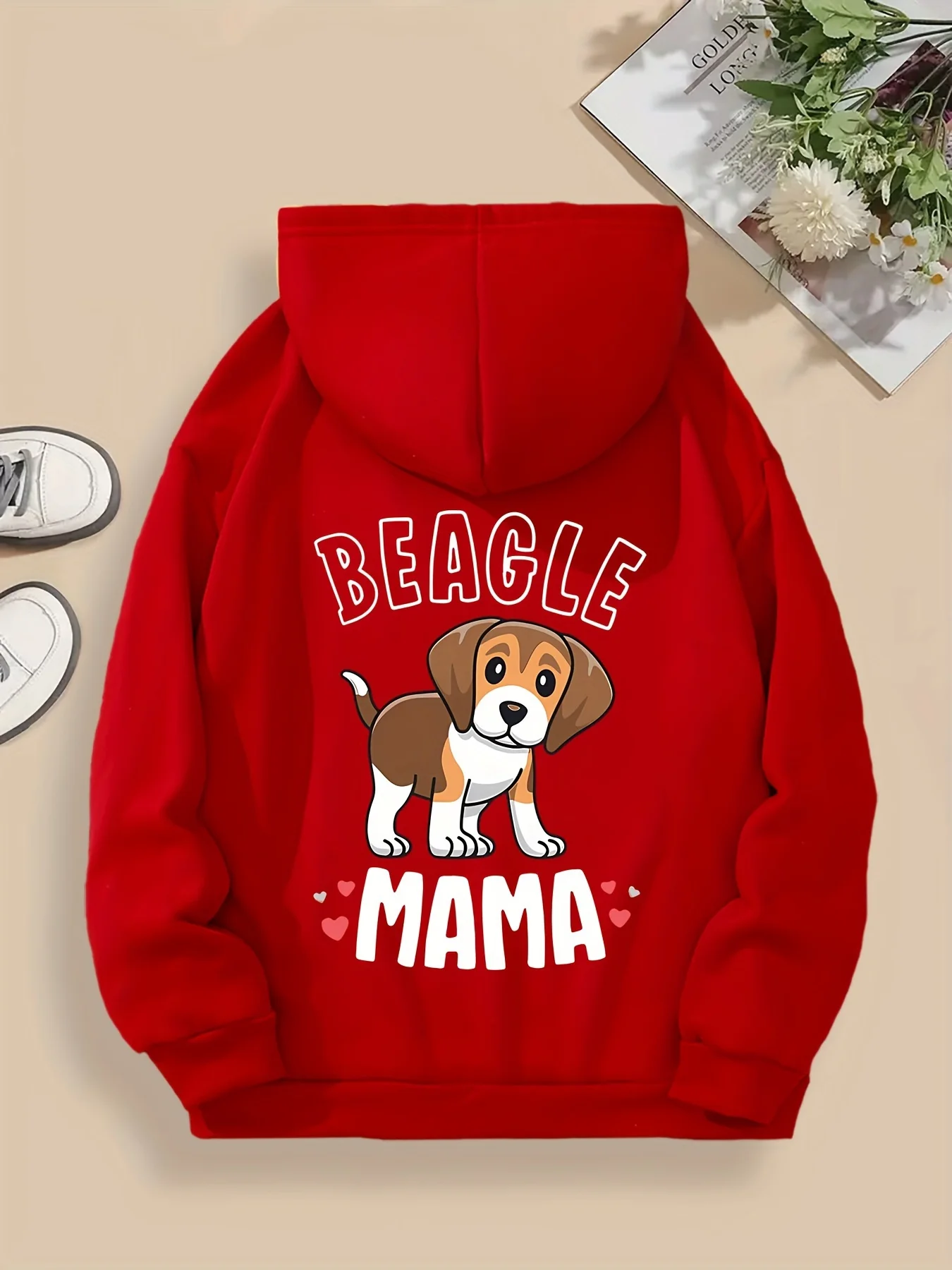 A Chubby Beagle Mother 2025 Autumn and Winter Simple Design Women's Hoodie Top Long Sleeved Casual Women's Clothing