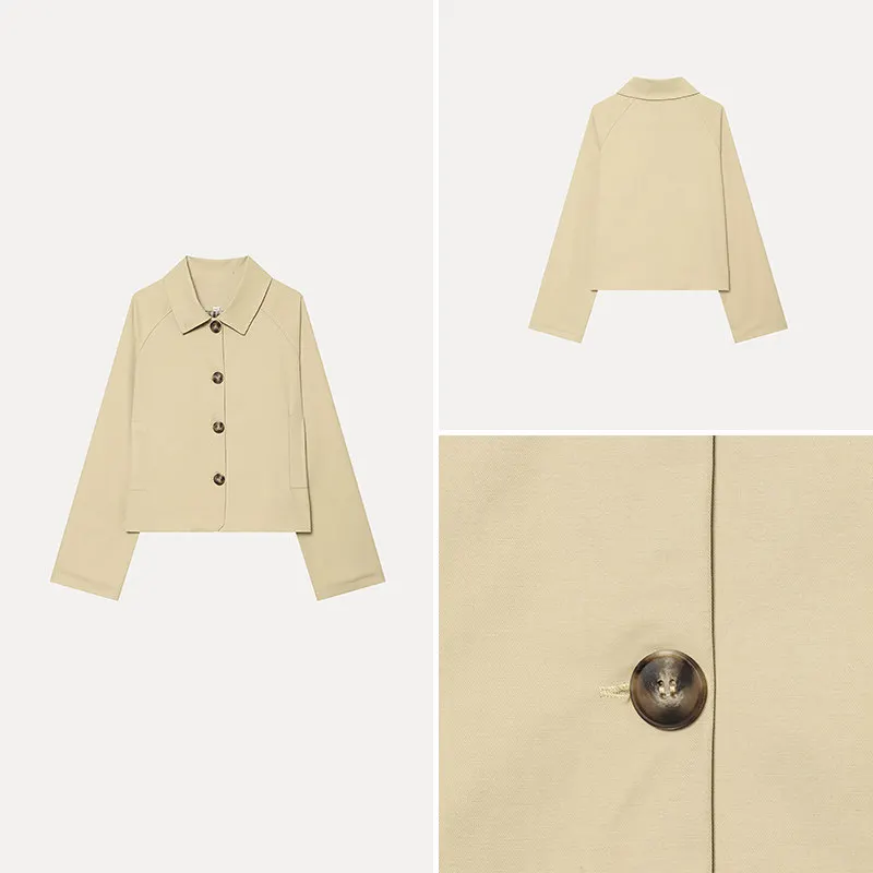 

Fashionable Short Casual Coat Women's Spring Summer New Arrival Button up Stand Collar Windbreaker Jacket Zadata Standard Fit