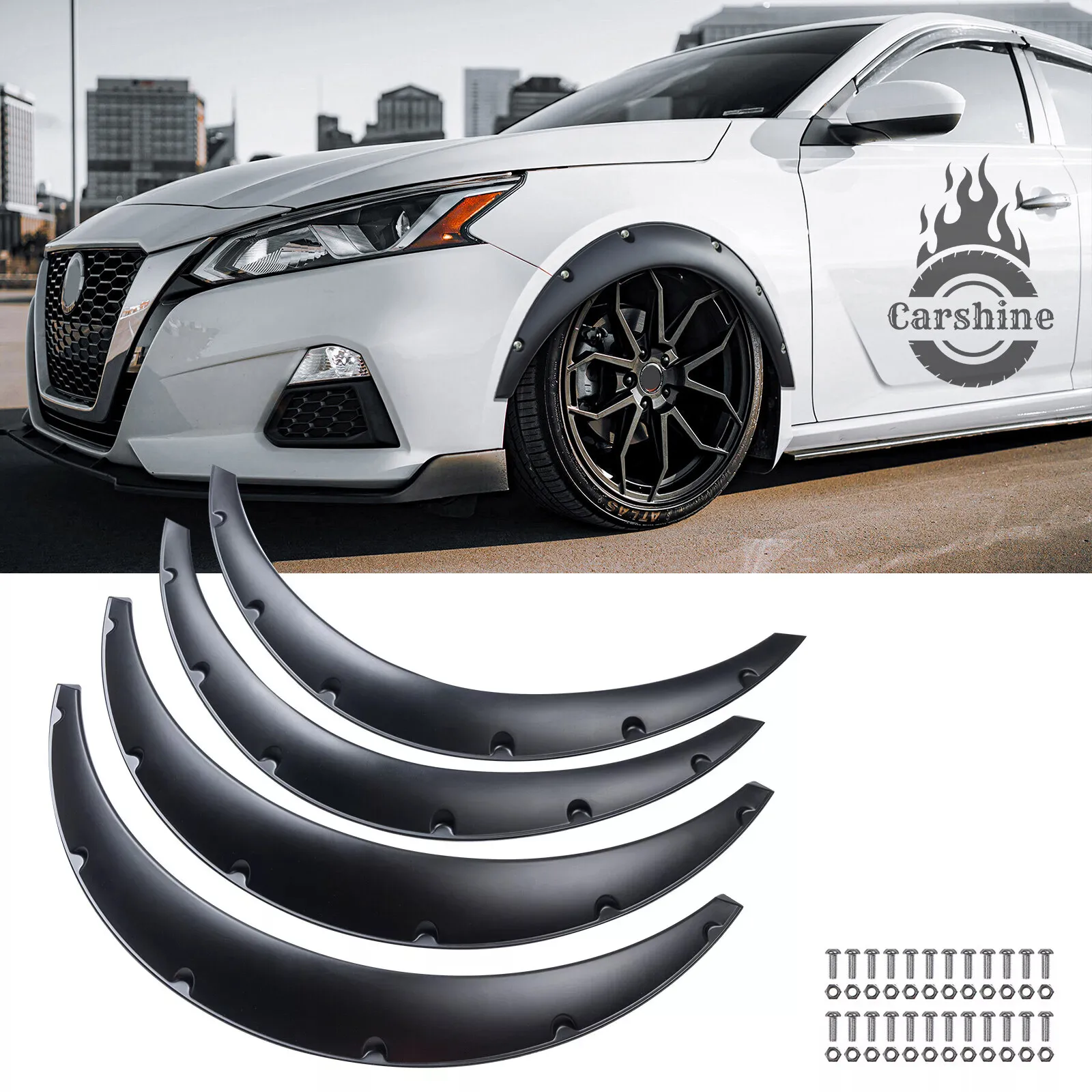 

4pcs Fender Flares Extension Wide Body Kit Wheel Arches Black For Nissan Altima
