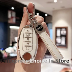 Soft TPU Car Key Fob Cover with KeyChain for Nissan Altima Rogue Sentra Pathfinder Frontier Maxima Titan 5 Buttons Accessories