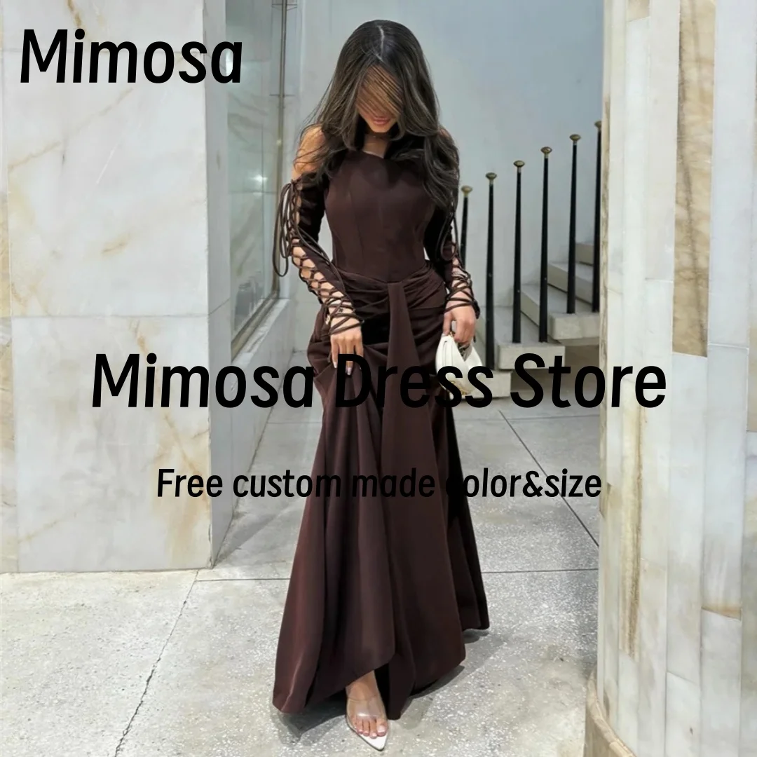 

Mimosa 2025 Новейшее платье для выпускного вечера с длинными рукавами на шнуровке, платья на заказ для особых случаев, вечерние платья Саудовской Аравии по индивидуальному заказу