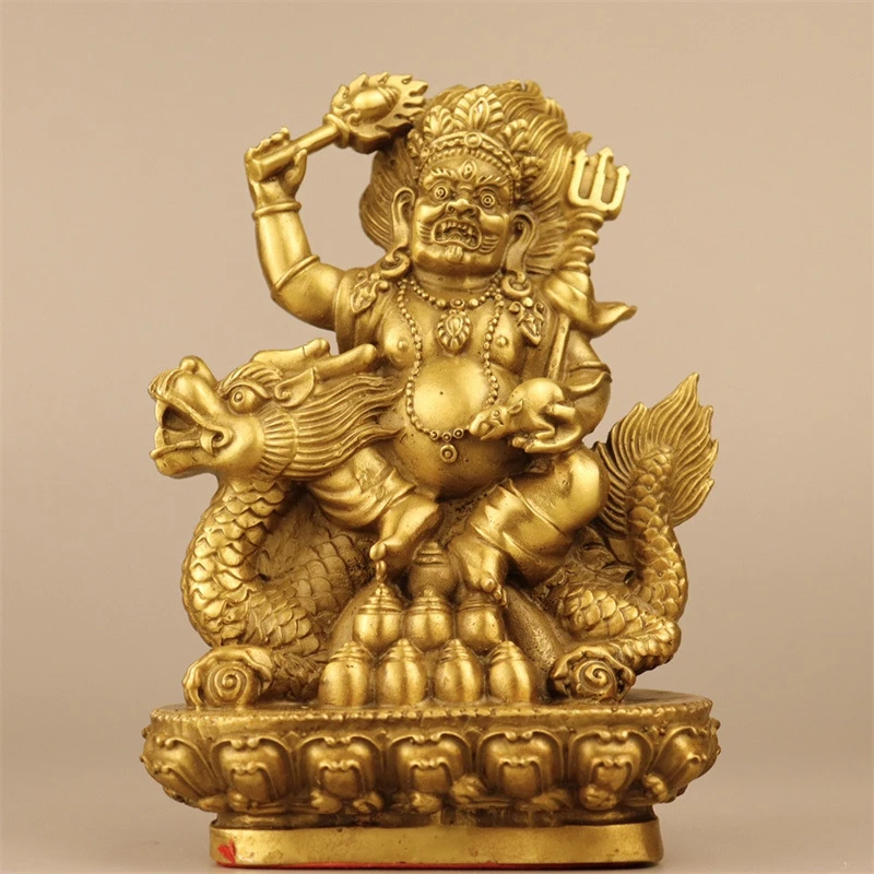 Brass Tantric Figurine, Yellow Wealth God Buddha Statue, Home Living Room Decoration, Opening Gift, Bronze
