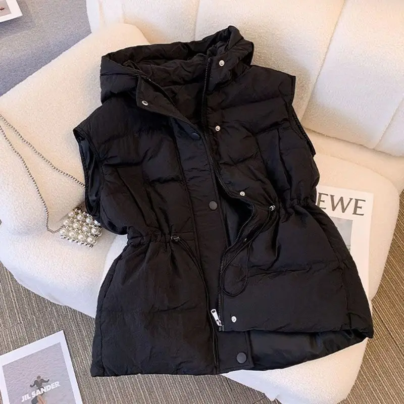 Gilet extra large in cotone da donna, ampio e spesso, caldo ed elegante, dimagrante con giacca per cappello