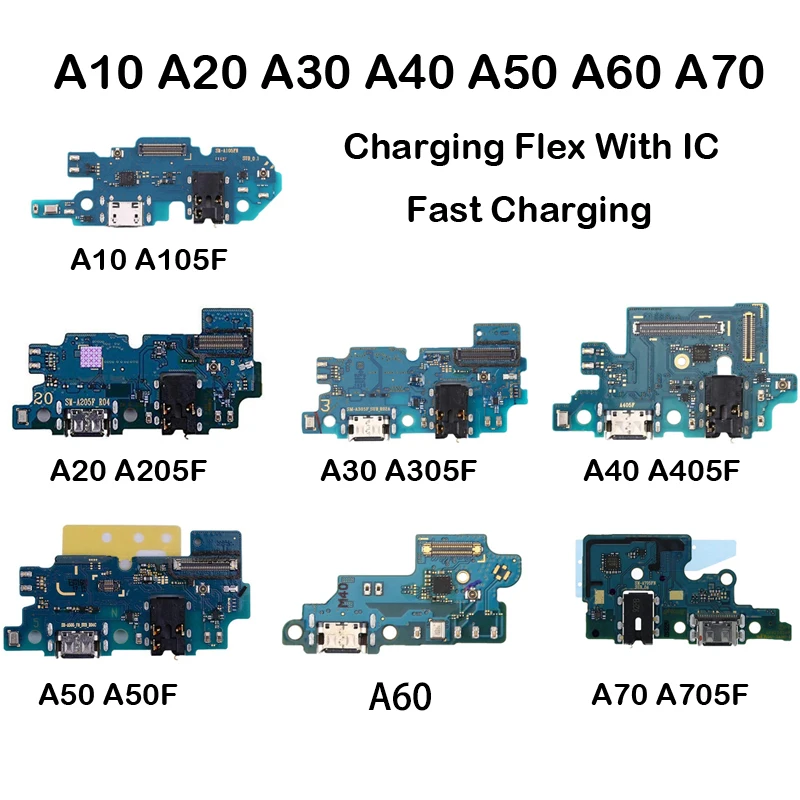 Porta di ricarica USB parti della scheda del connettore cavo flessibile con microfono Mic per Samsung Galaxy A70 A60 A50 A40 A30 A20 A10 ricarica