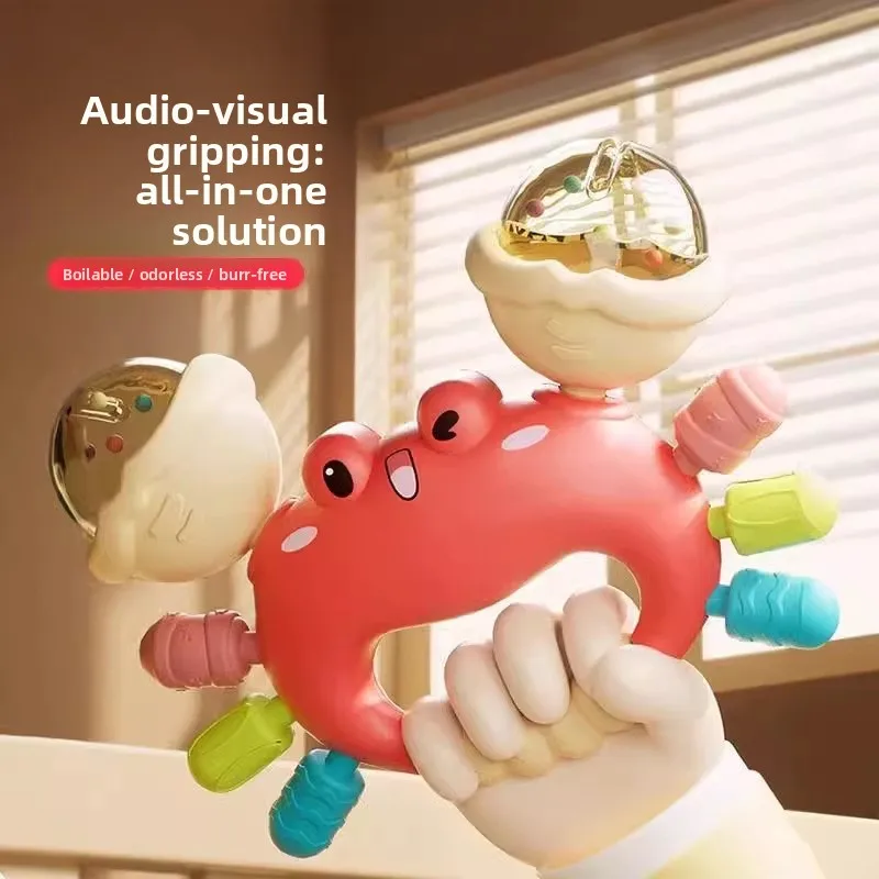 

Crab Soft Rubber Rattle Baby Newborn Grasp Can Gnaw Toddler Sand Hammer 0-1 Year Old Baby Educational and Soothing Toy