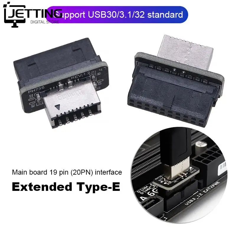 USB 3.1 20 Pin Adapter For Type C Front Panel Chassis Bracket Motherboard Internal USB 3.0 20Pin/19P Header To Type-E A-Key