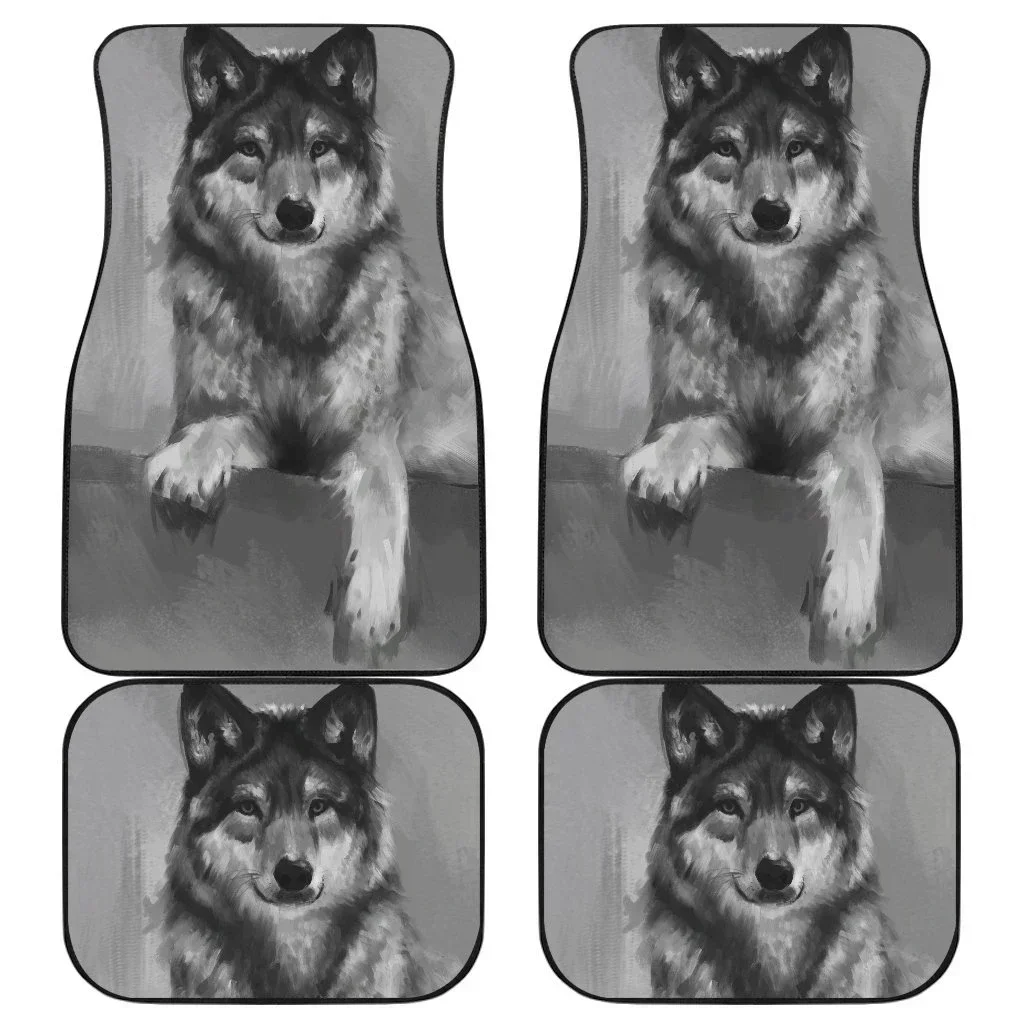 Husky Dog Smile in Grey theme Car Floor Mats 101921