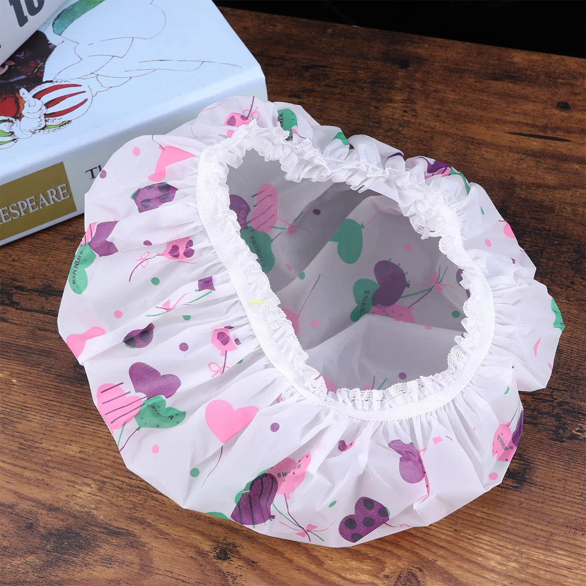 

3Pcs Waterproof Shower Caps Premium PVC Reusable Elastic Hair Bathing Cap for Women Girls One Size Fits Most Salon Spa Use