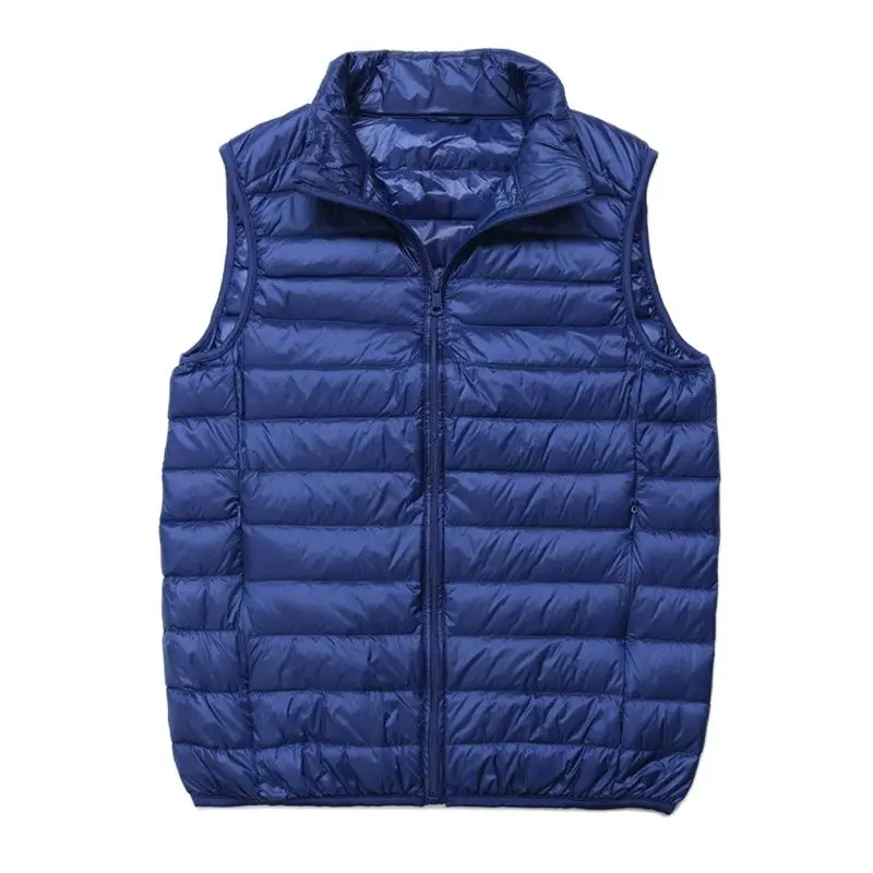 Winter Men Duck Down Vest Coat Ultralight Sleeveless Puffer Vest Jacket Fashion Stand Collar Windproof Duck Down Waistcoat