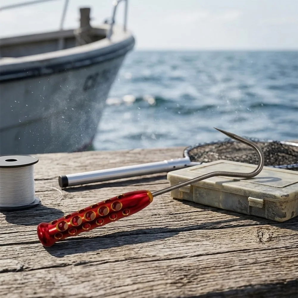 Portable Fishing Gaff Hook Fishing Tool Aluminum Alloy Gaff Fishing Hand Gaff Extended Gear Compatible Rust Resistant Material