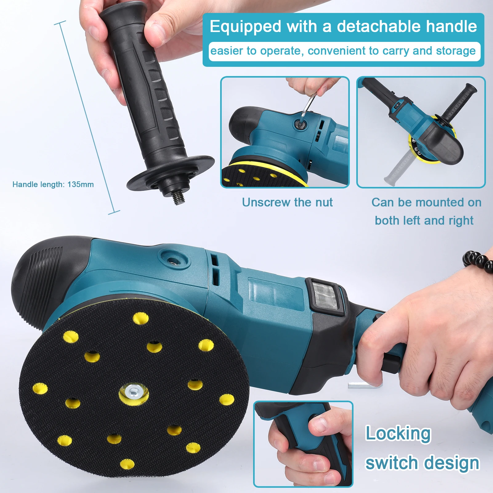 Electric Car Polisher Adapted to Makita battery Cordless Waxing Polishing Grinding Sanding Machine Orbital Sander