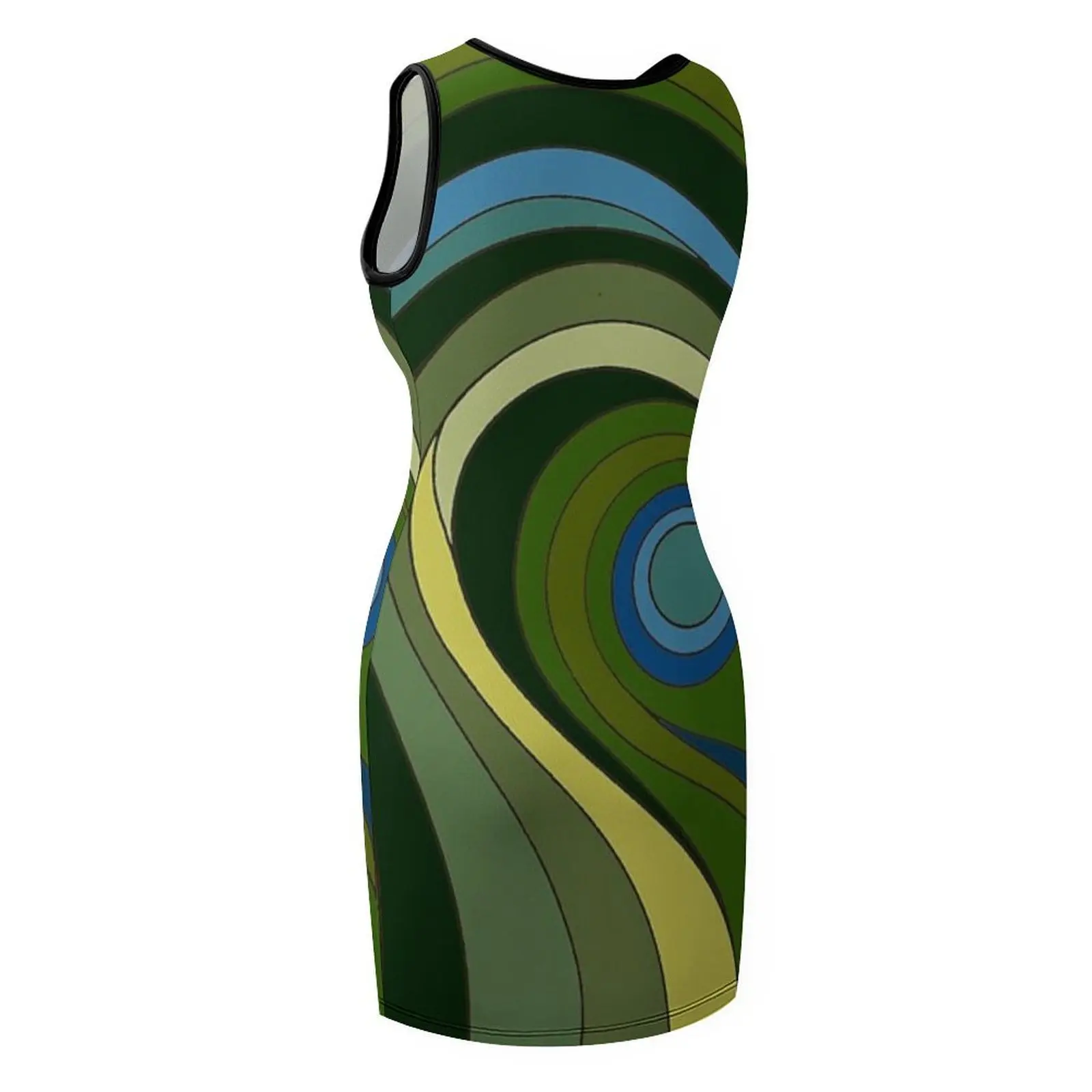 Abstract Psychedelic Retro Design Verde Senza maniche Vestito estivo Abbigliamento femminile Abiti per il ballo di fine anno