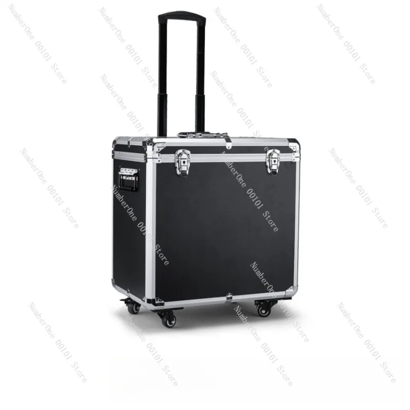 Heavy Duty Aluminum Alloy Trolley Tool Case Multi Purpose Double Layer Storage Box Shockproof Instrument Carrying Case Sample