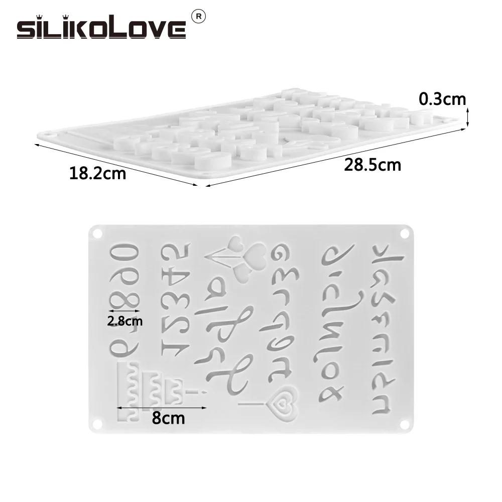 SILIKOLOVE Hebrew Letters Arabic Numbers DIY Silicone Chocolate Mold For Baking Cake Decorating Tools Bakeware Moulds