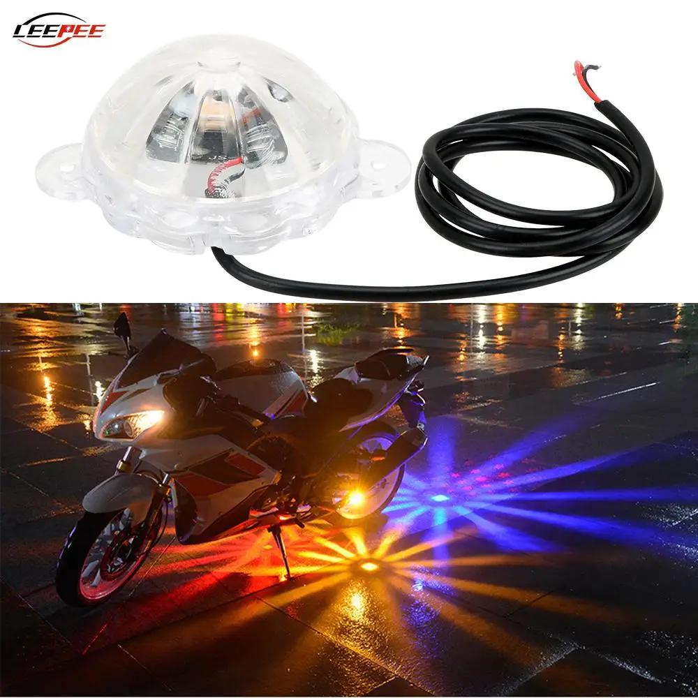 

12V Motorcycle Flashing Ambient Mood Light LED Tail Parking Signal Strobe Lamp RGB Decoration Truck Motor Motorbike Accessories