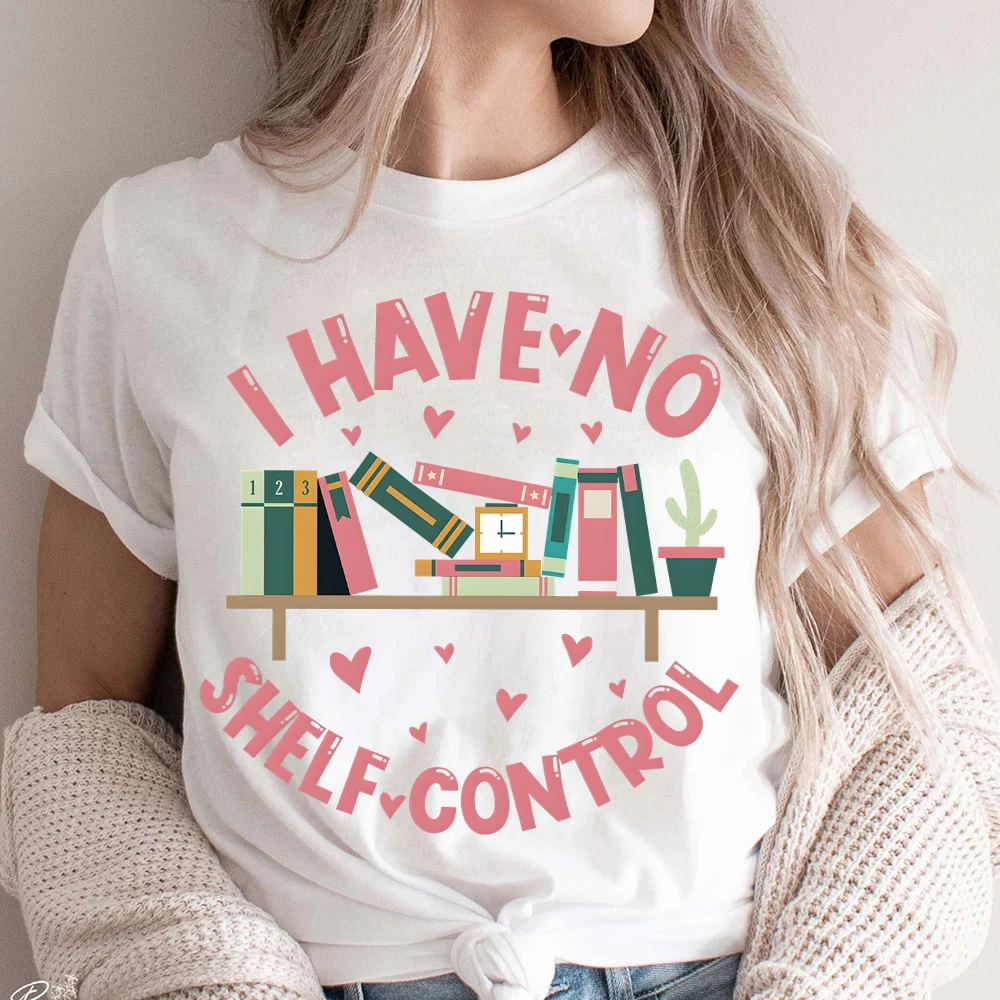 I Have No Shelf Control Shirt for Women Bookworm Gift Tshirt Librarian Book Lover Womens Clothing Reading Teacher Women Clothing