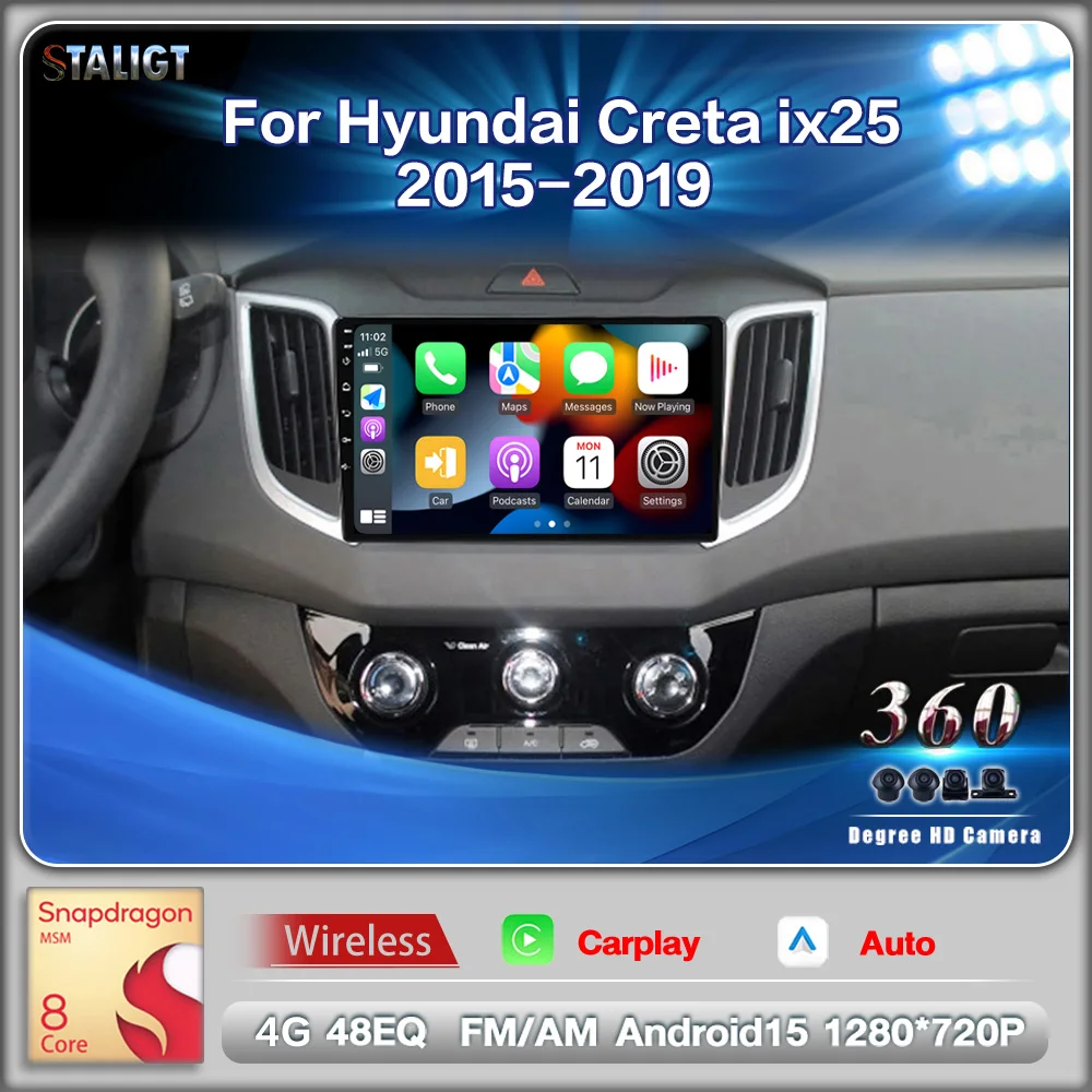 

2Din Android Multimedia Automotive Car Radio DSP Subwoofer For Hyundai Creta ix25 2015-2019 Autoradio Video Carplay Android