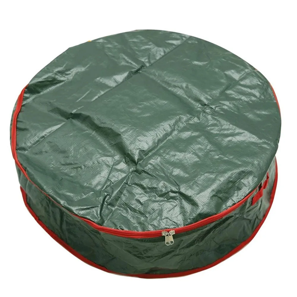 Large Capacity Round Christmas Wreath Storage Bag With Handle Wear-resistant Waterproof Festive Garland Handbag Wreath Storage