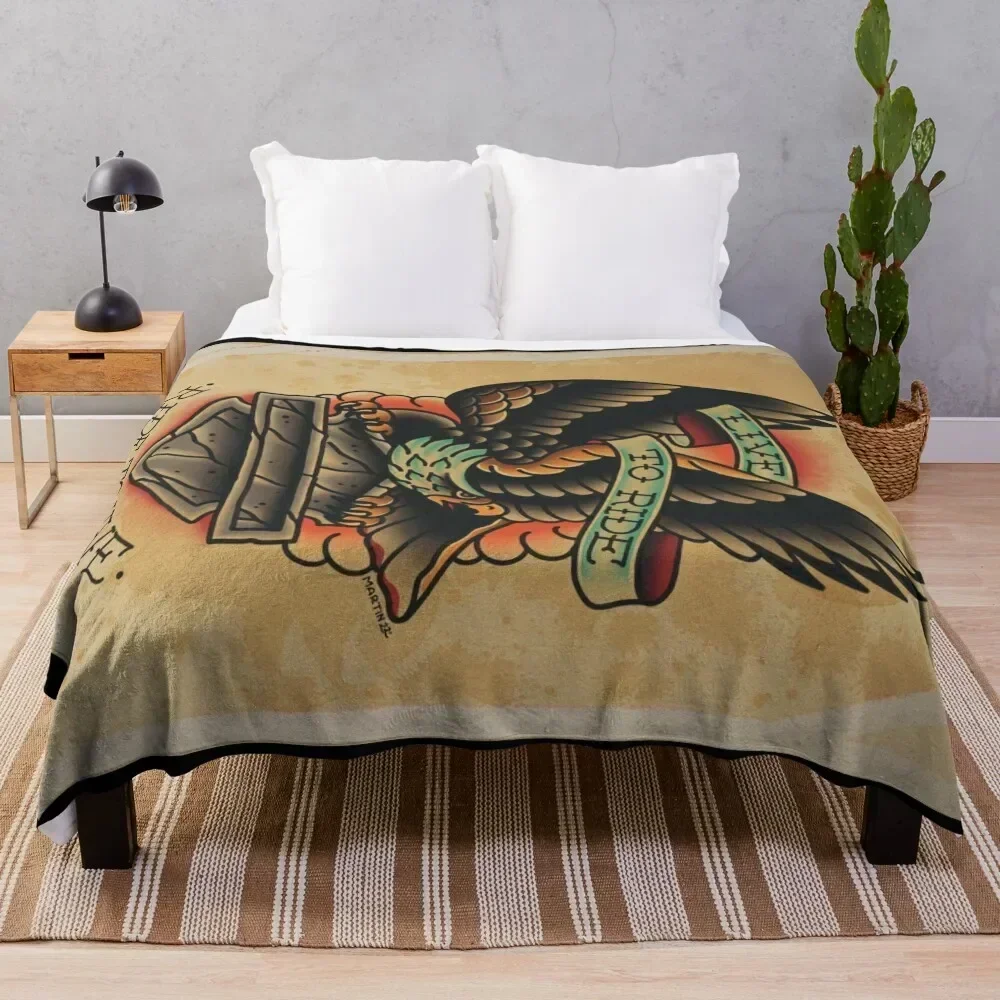 Live to ride Eagle (Horizontal Version) Throw Blanket Elegant Warm Throw Blanket for Hotel Home