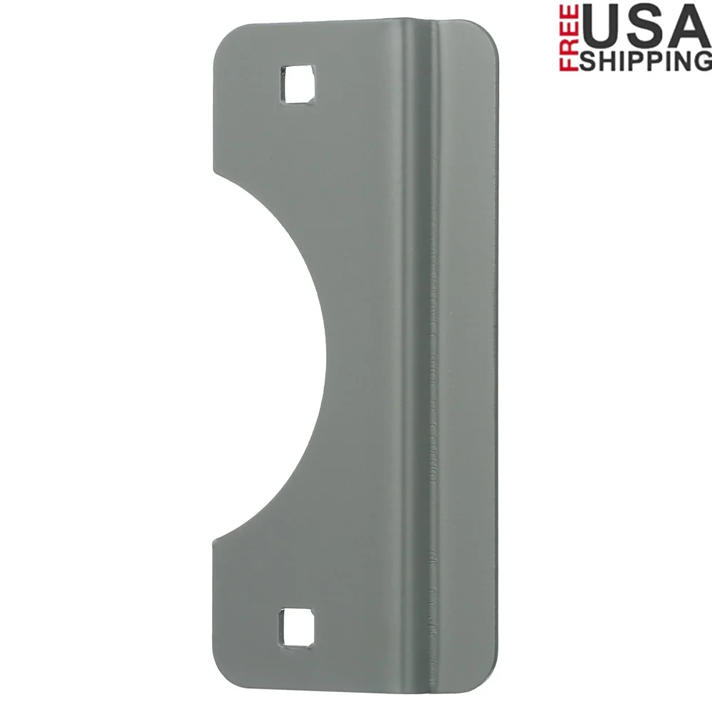 

6 Inch Steel Latch Shield Gray Painted Offset Radius Cutaway Door Security Fits 2-3/8 Inch Backsets Easy Installation