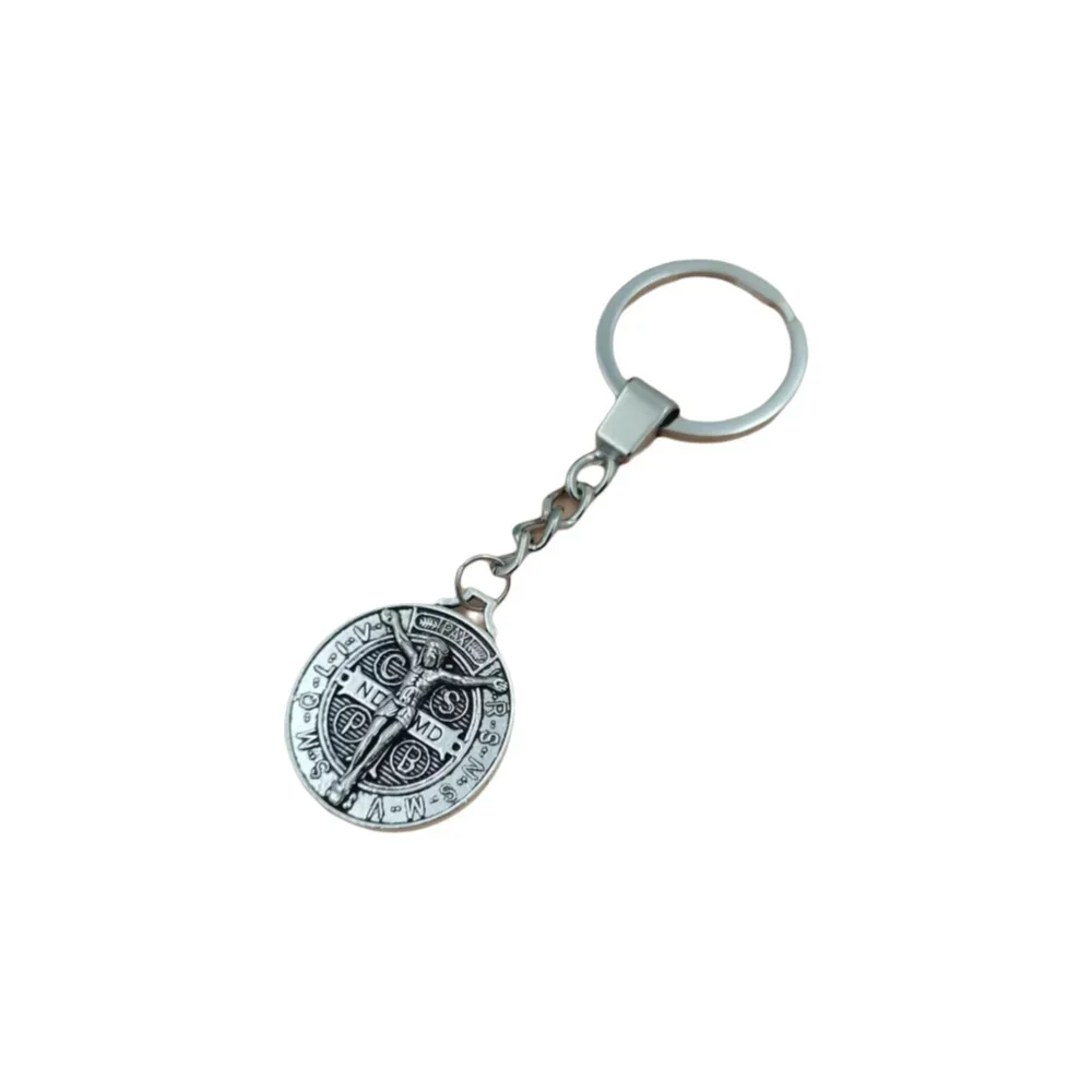 1Pc Saint Benedict's Exorcism Medal Alloy Pendant Jewelry Making Keychain A-893d