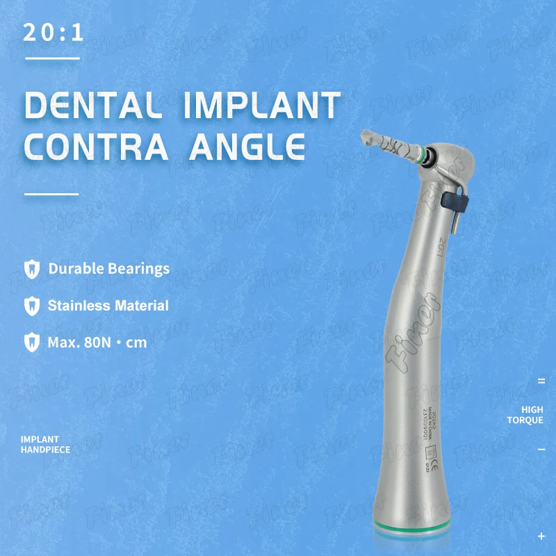 Dental Implant Surgery Handpiece 20:1 Reduction Against Implant Contra Angle for Implantation Compatible with W* Implant Angle