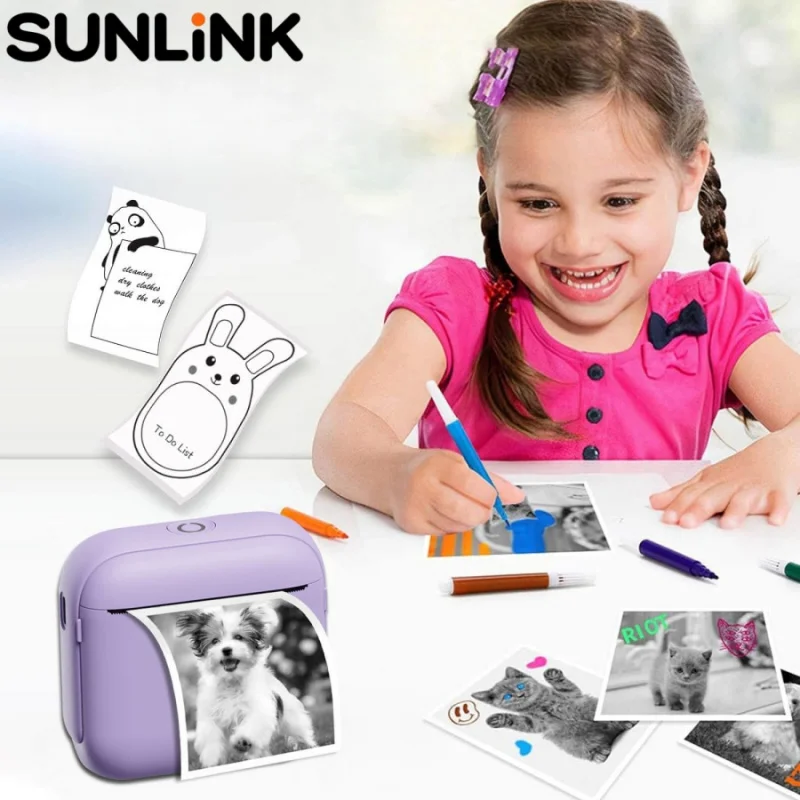1pc Mini Photo Printer Children Students Homework Picture Labels Drawing Portable Thermal Printer Birthday Gift
