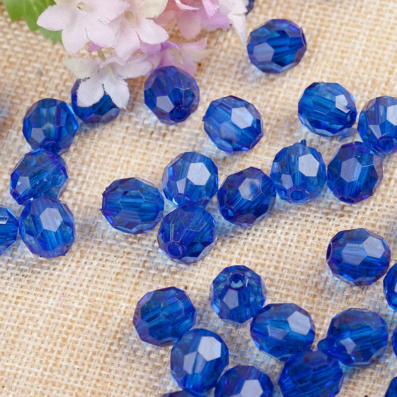 500g 8/10mm Transparent Bead Angle Bead 32 Section Acrylic A Material Imitation Crystal Loose Bead DIY Bouquet Beading Material