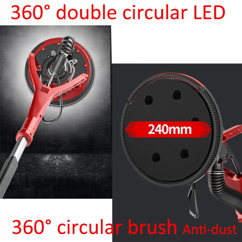 電気折りたたみ式乾式壁サンダー,ブラシレスモーター,研磨機,集塵,可変速度,220v-240v,900w